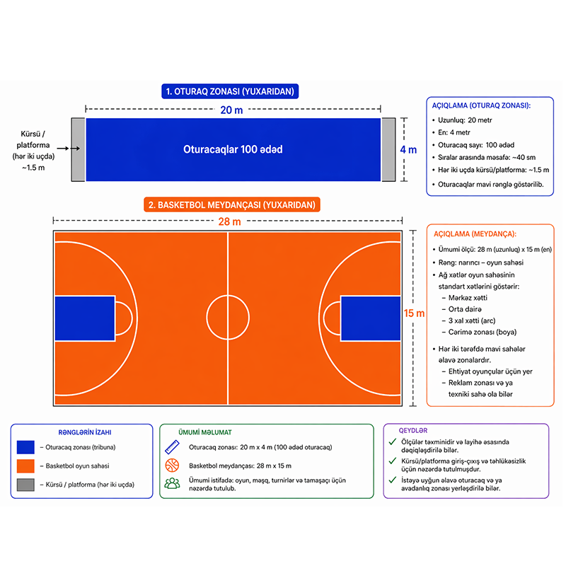 Basketbol Meydançası və Oturacaq Zonası